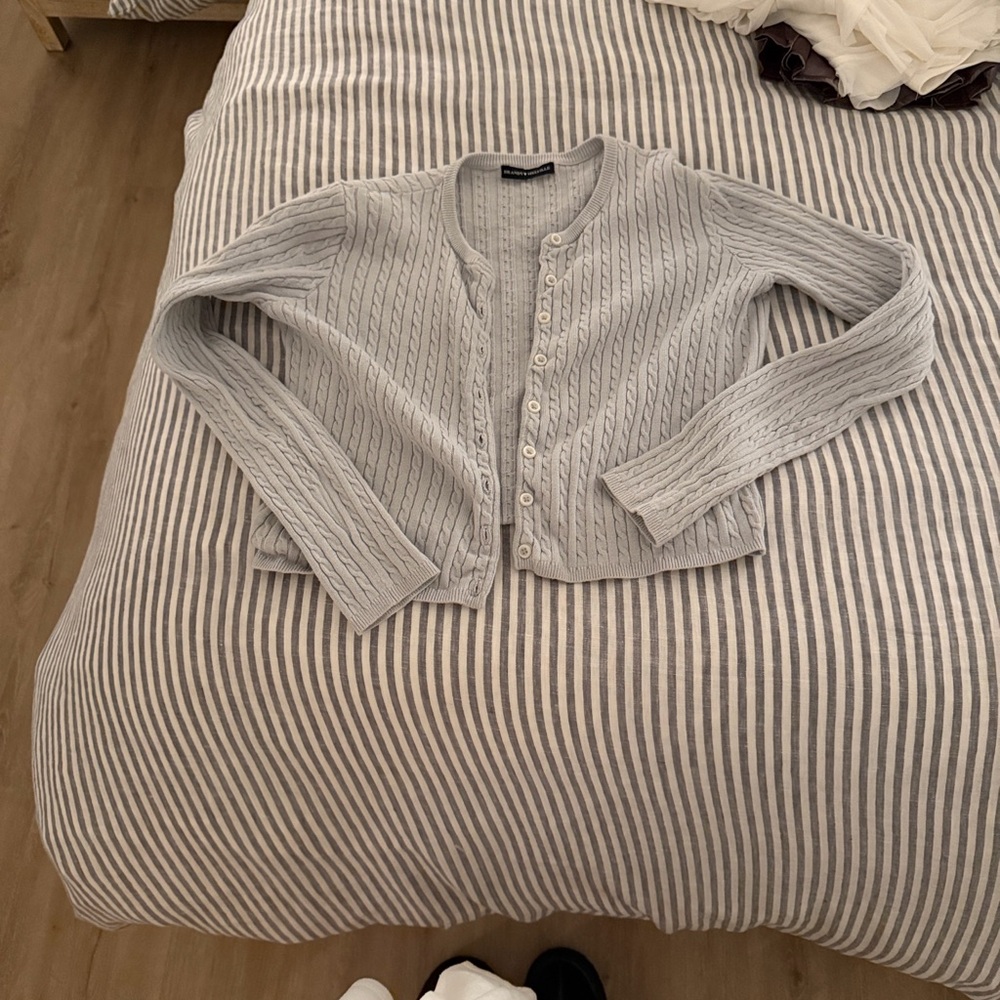 Brandy Melville Light Gray Cable Knit Cardigan